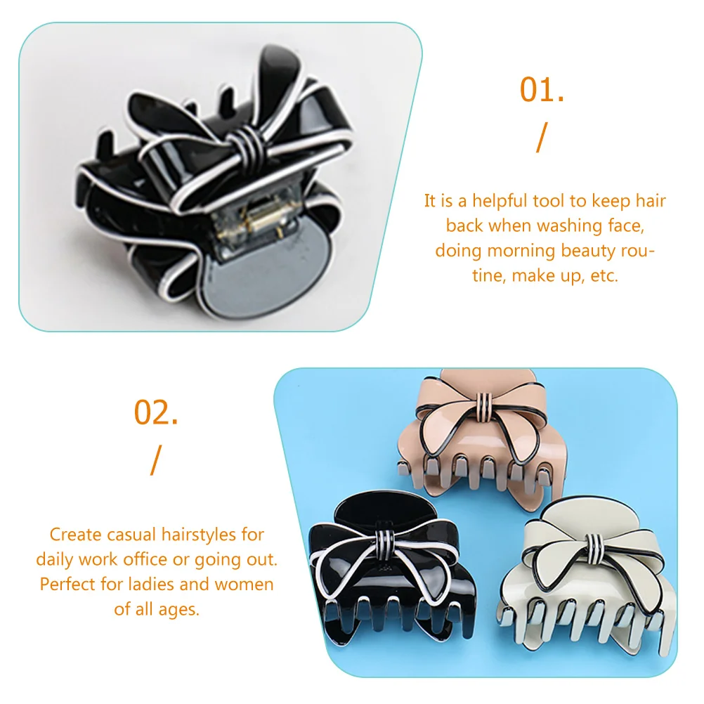 

Large Bow Hair Claw Clips for Women Nonslip Acetate Sheet Ribbon Design Face Washing Beauty Routine Office Daily Use Thick Thin