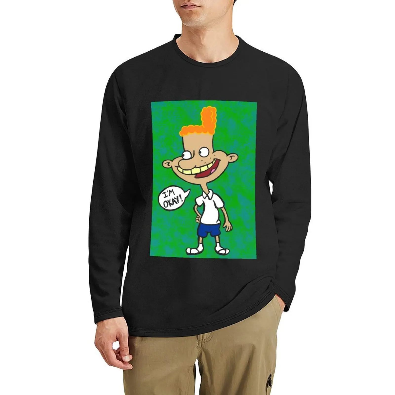 

Hey Arnold Eugene Hand Painted Nickelodeon 90s Long T-Shirt cute tops shirts graphic tees t shirt men
