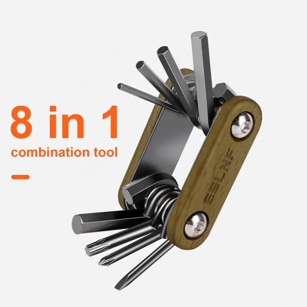 Portable 8-in-1 Tool Portable Multifunctional Bike Repair Tool Foldable Compact Size Screwdriver Wrench for Mountain Bikes