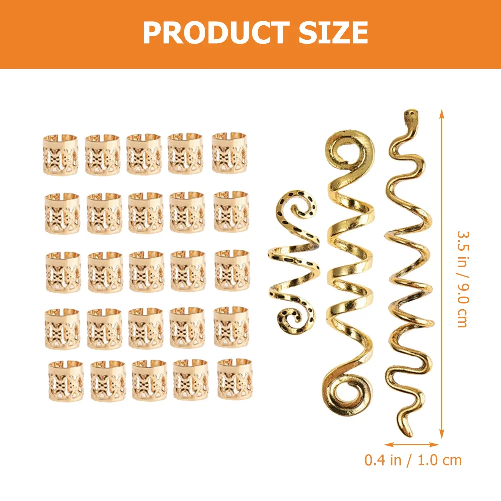 

28pcs Metal Ring Accessories for Hair Braids Rings Charms Jewelry Dreadlock Cuffs Hair Accessories Braids Fashion