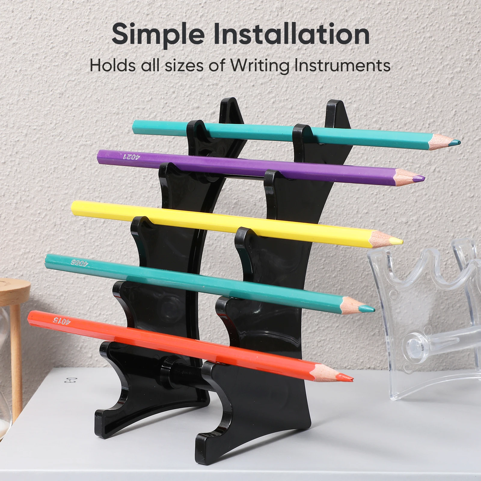 

2Pcs Sturdy MultiGrids Pen Holder Cup Acrylic Design Stationery Organizer Makeup Brush Accessory Storage Container Black