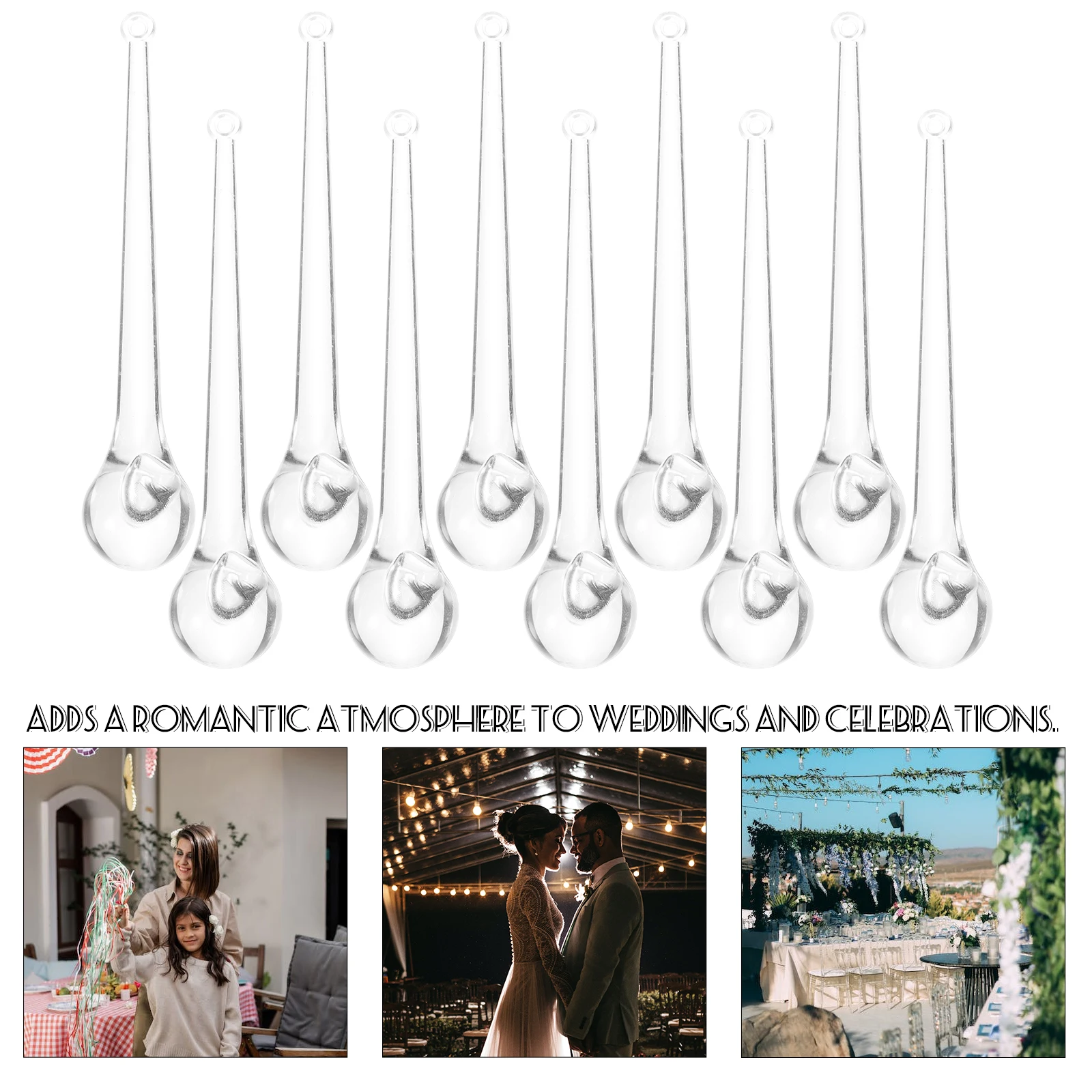 10 قطعة كريستال معلق ديكور الاكريليك قطرة الماء المعلقات لحفل زفاف المنزل تركيب المصابيح تزيين مُثبت