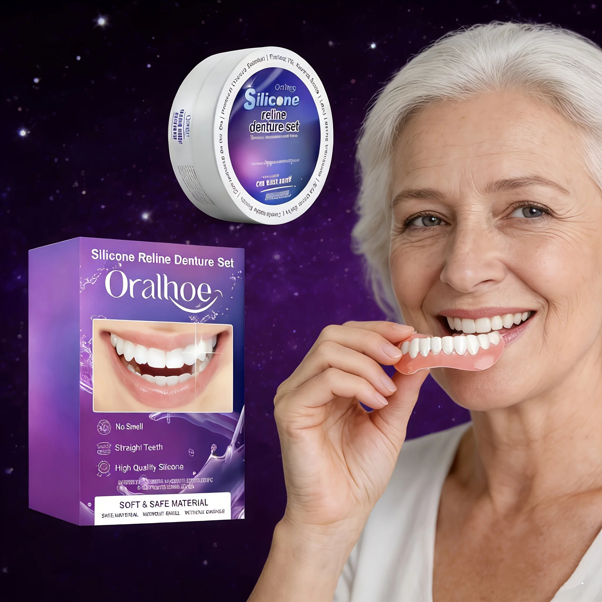 Pop Random Pack Adjustable Cosmetic Teeth Veneers Set, Realistic Tooth Patches, Comfortable and Removable Design CK848