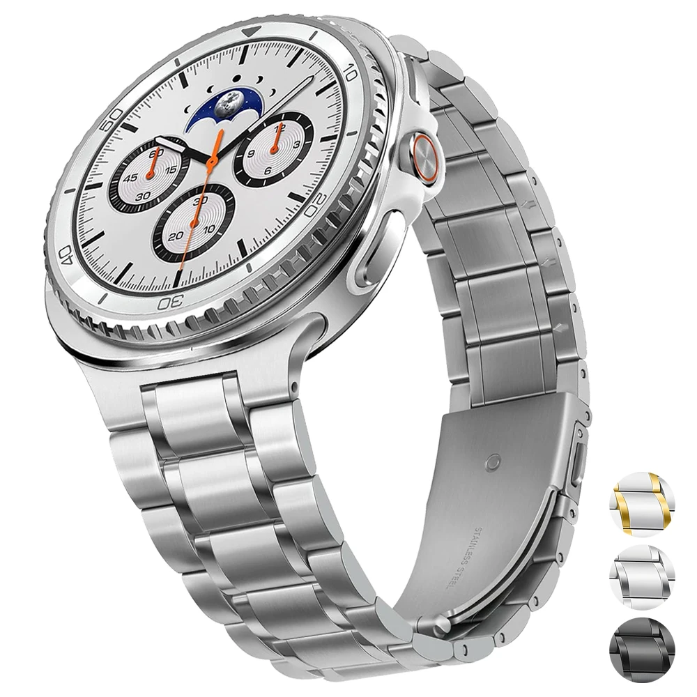 Edelstahlarmband ohne Lücken für Samsung Galaxy Watch 8, klassisches Ersatzarmband für Galaxy Watch 8 44/40 mm, 46 mm Metallarmband