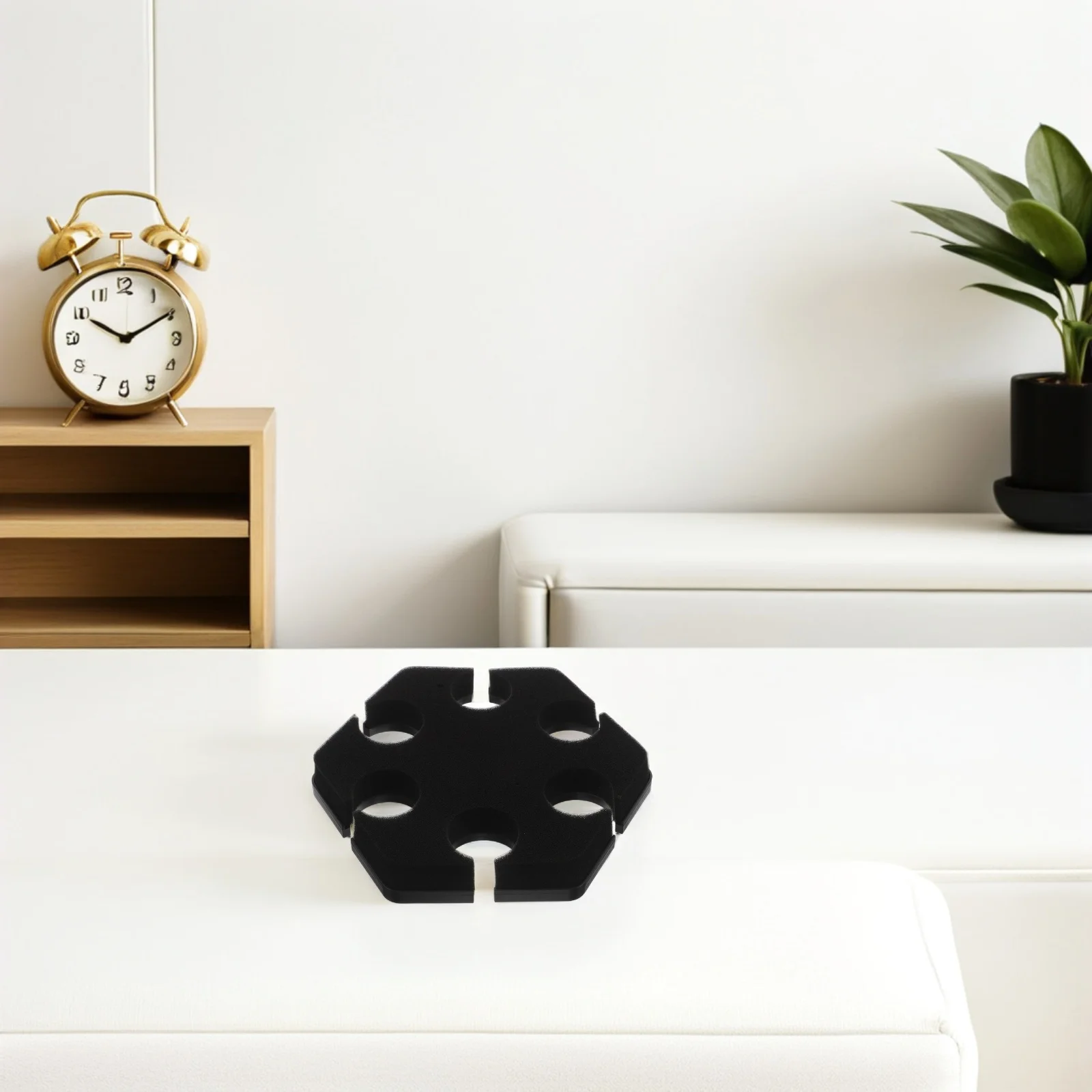 

Universal Microphone Tray Holder Hexagonal Base Stable Stand for Stage Desk Use Multi-Mic Storage Rack Accessories