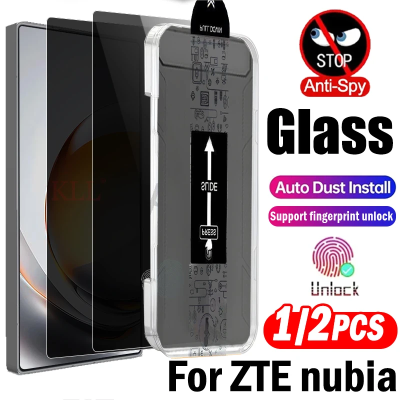 

1/2pcs High-end Unlock Privacy Tempered Glass for ZTE nubia Z80 Ultra Anti Spy Screen Protector Dust Free Easy Installation Kit