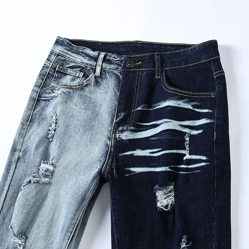 جينز كاكي عصري على الطراز الأمريكي، سراويل مستقيمة الساق للرجال، سراويل كبيرة الحجم بجيب شخصي، جينز قديم