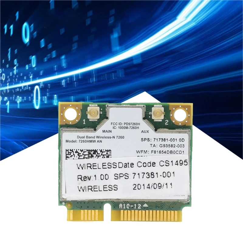 Adapter Mini PCIE WiFi 7260 7260HMW 7260AN Wireless-N 2,4 GHz/5,0 GHz 300 Mbps
