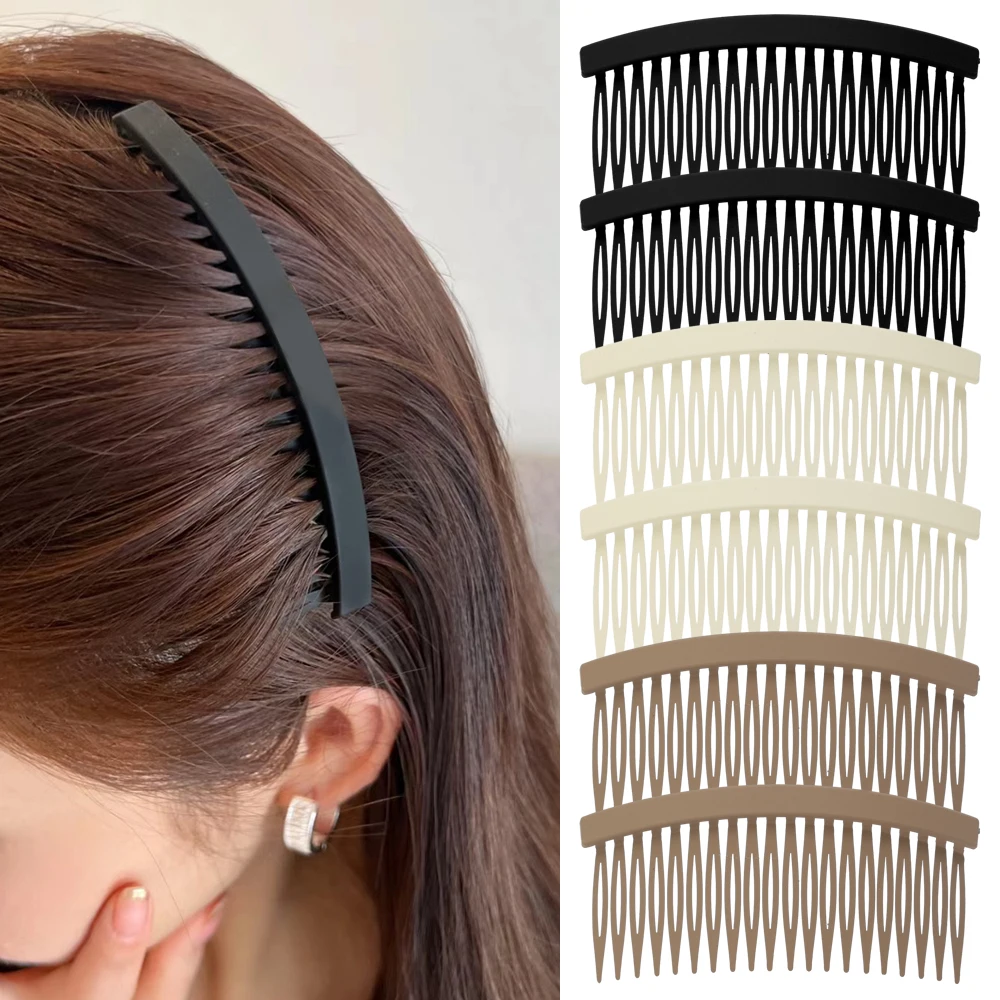 1/2/3 pcs DIY Blank Plastic Hair Clips Side Hair Comb 7 Teeth Hair Side Scrub Crushing Hair Finish Magic Hair Comb Hair Jewelry