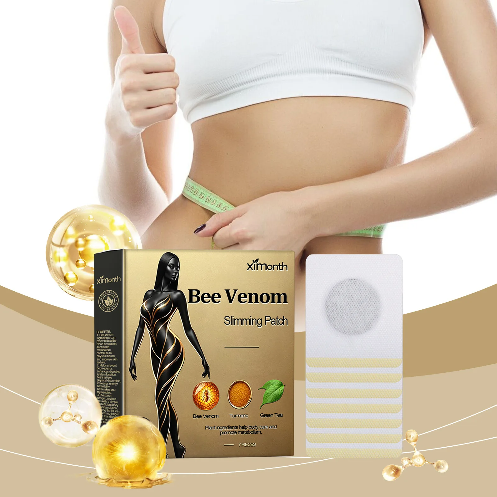 4pcs/set Ximonth Body Shaping Patch, Shaping And Firming Body, Skin, Belly, Meat, Slim Body, Light