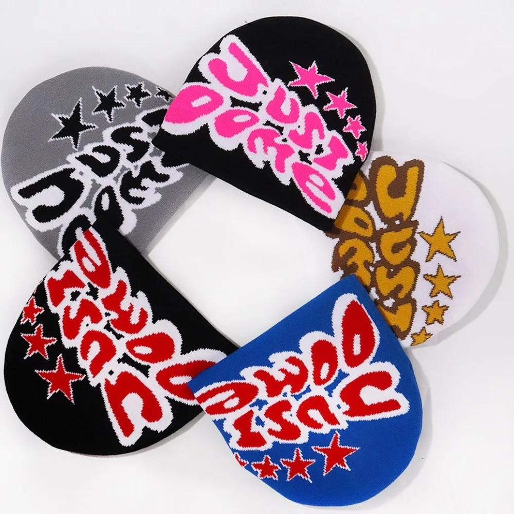 Готическая шерстяная акриловая вязаная шапка Y2k с буквенным принтом в стиле хип-хоп, теплая холодная шапка для мужчин и женщин