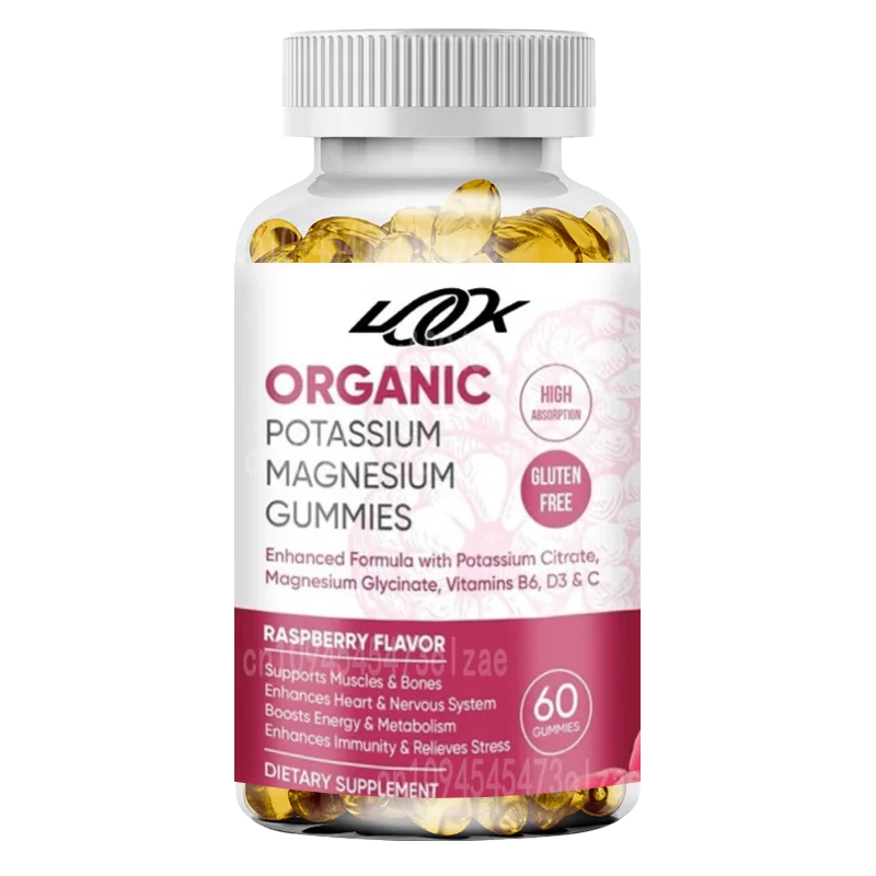 

Potassium Magnesium Gummies Contain Vitamin D3 B6- High Absorption Potassium 99mg Glycine Magnesium 250mg