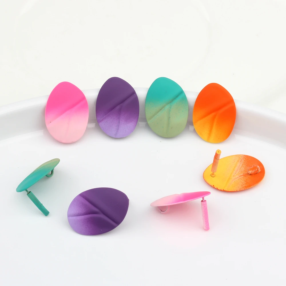 Farba w sprayu ze stopu cynku Macaron kolor proste geometryczne owalne kolczyki złącze 6 sztuk/partia dla biżuteria kolczyk akcesoria