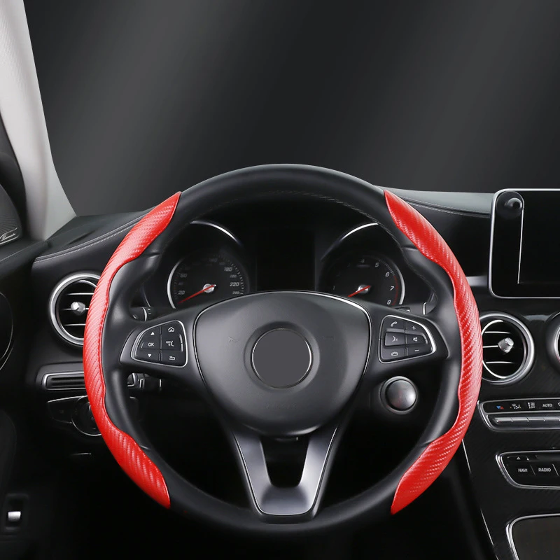 Universal Non-Slip 2 Halves Car Steering Wheel Cover Carbon Fiber Silicone Booster Cover Auto Anti-skid Accessories