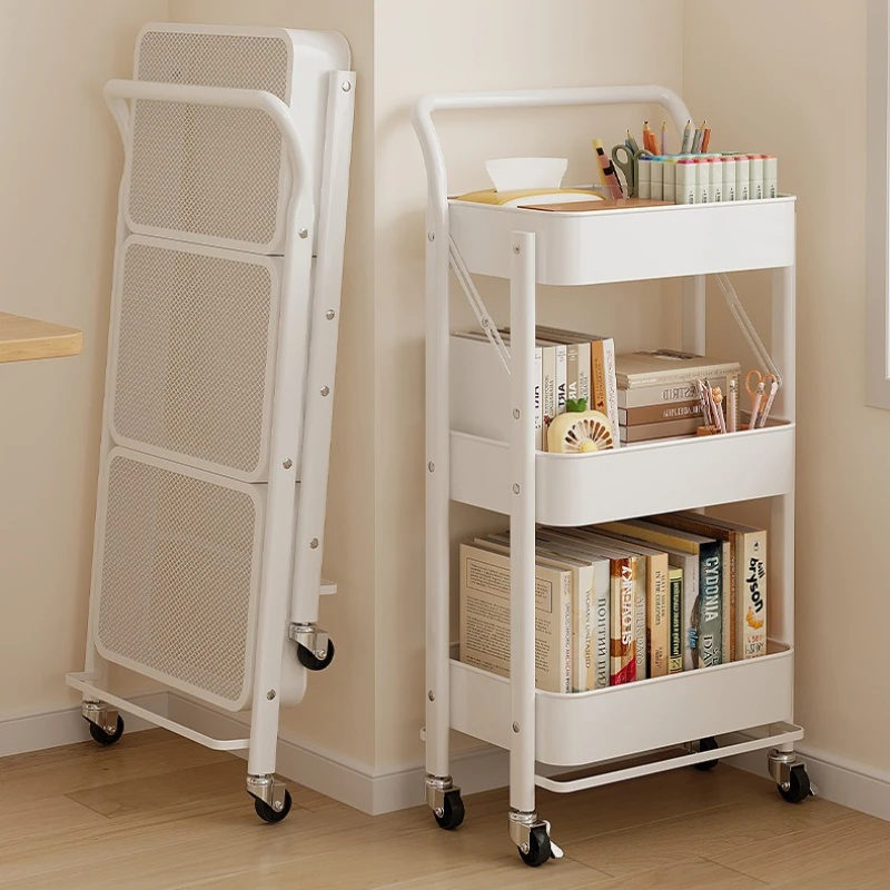 Stable Removable rack Multi-layer shelf Next to desk Foldable storage rack Kitchen bathroom trolley image 2