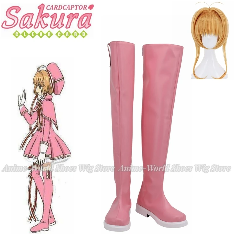 Sakura Pink Boots Cosplay Card Captor Sakura Clear Card Cosplay Boots Customized Shoes for Unisex