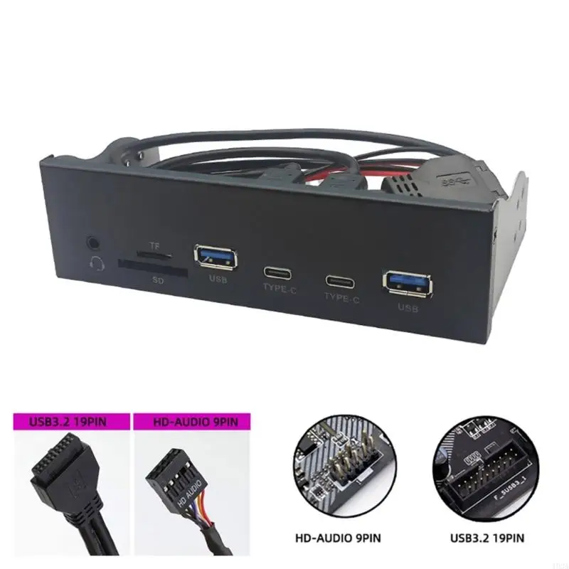 5.25 polegadas USB3.2 GEN1 Painel frontal com slots cartão memória e dupla porta USB3.0 193A