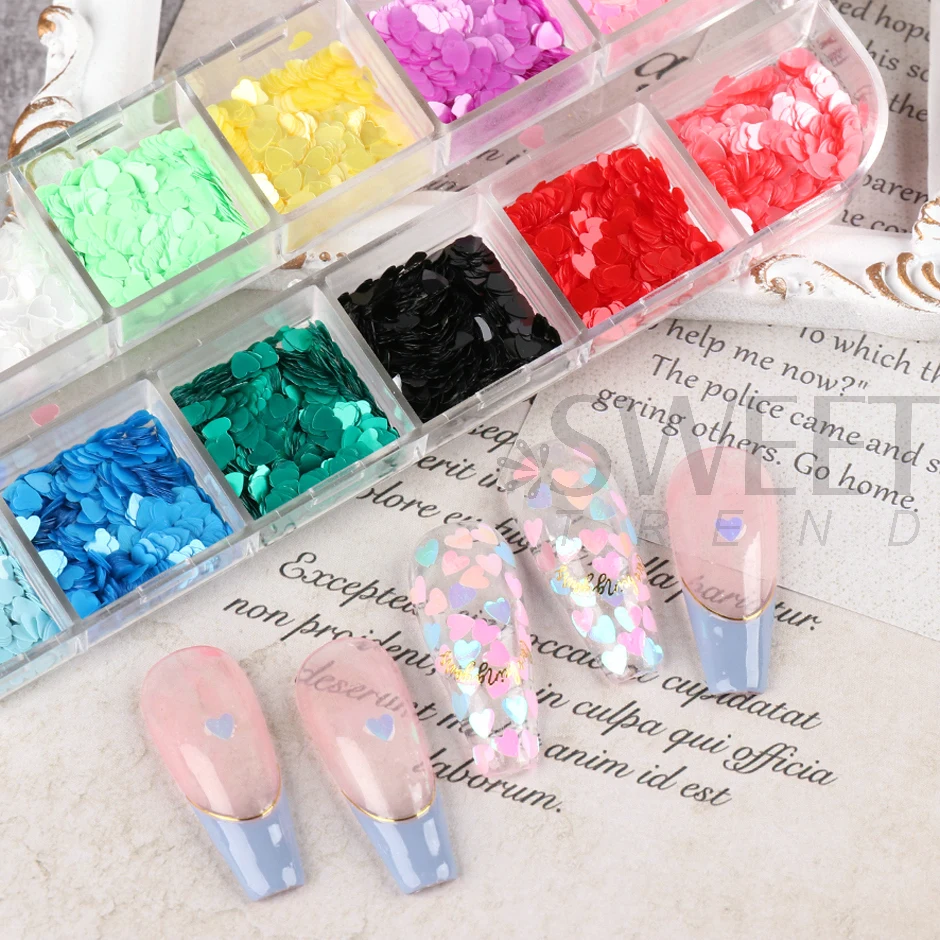 Spangles Candy Color Love Heart Sequins For Nails 3D Macaron Kawaii Hologracphic Glitter Flakes Manicure Accessories Decor