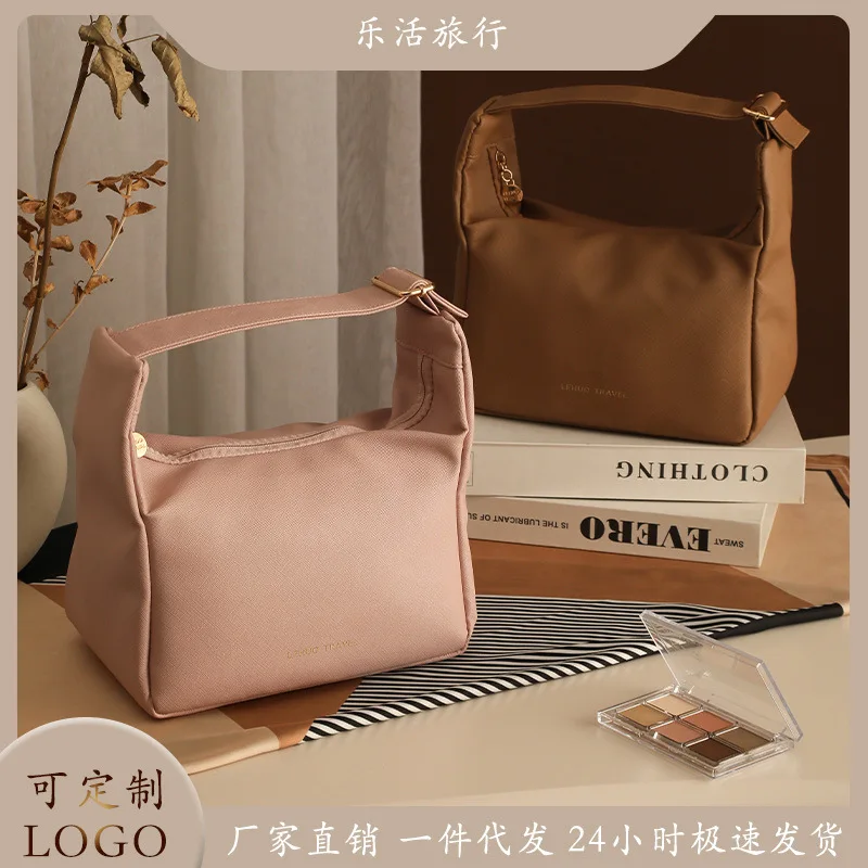 Fashion Makeup Bag Travel Cosmetic Storage Bag Leather Waterproof Convenient Large Capacity Toilet Bag Hand Boosting Beauty
