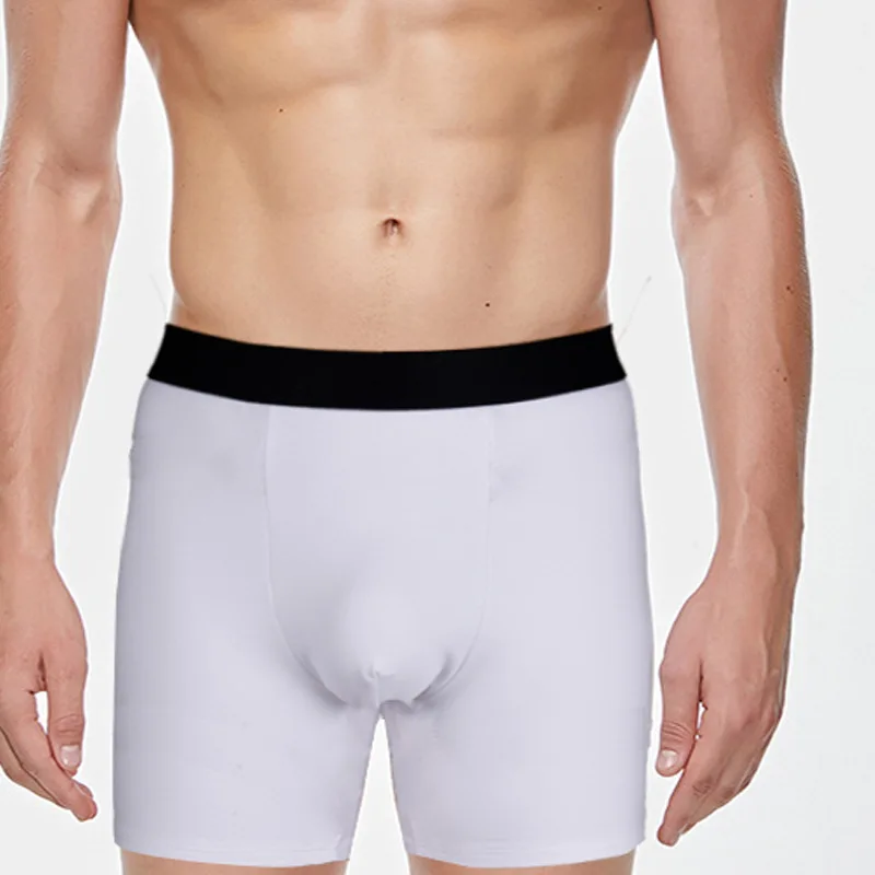 2025 New Men's Underwear High-waisted Cotton Boxers Sport White Extended Solid Color Shorts