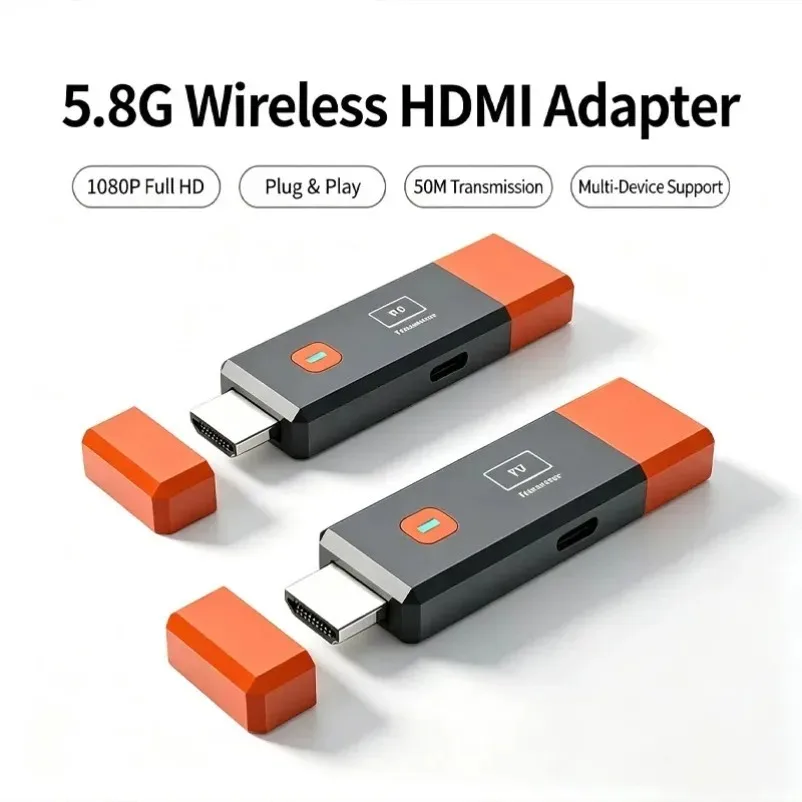 50M 1080P Wireless Transmitter Video Receiver HDMI-compatible Extender Display Adapter Cable Screen Mirror for Camera PC To TV