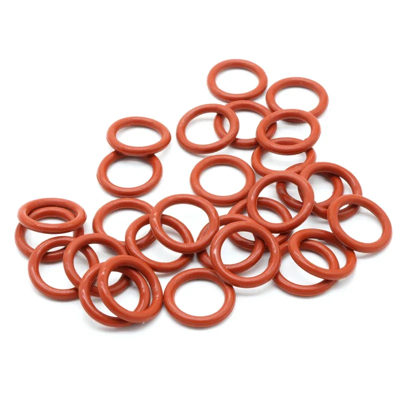 10Pcs VMQ O Ring Seal Gasket Thickness CS 2mm OD 5 ~ 90mm Silicone Rubber Insulated Waterproof Washer Round Shape Nontoxi Red