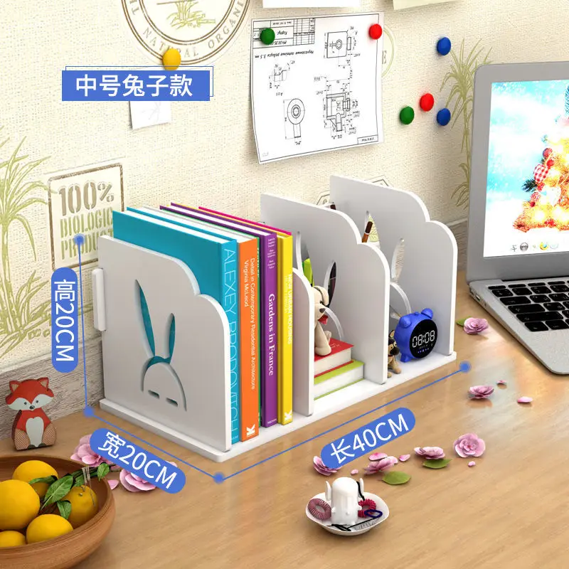 Desktop Small Bookshelf Student Book Stand Simple Table Shelf Children's Desk Office Storage Box Cartoon Small Bookcase