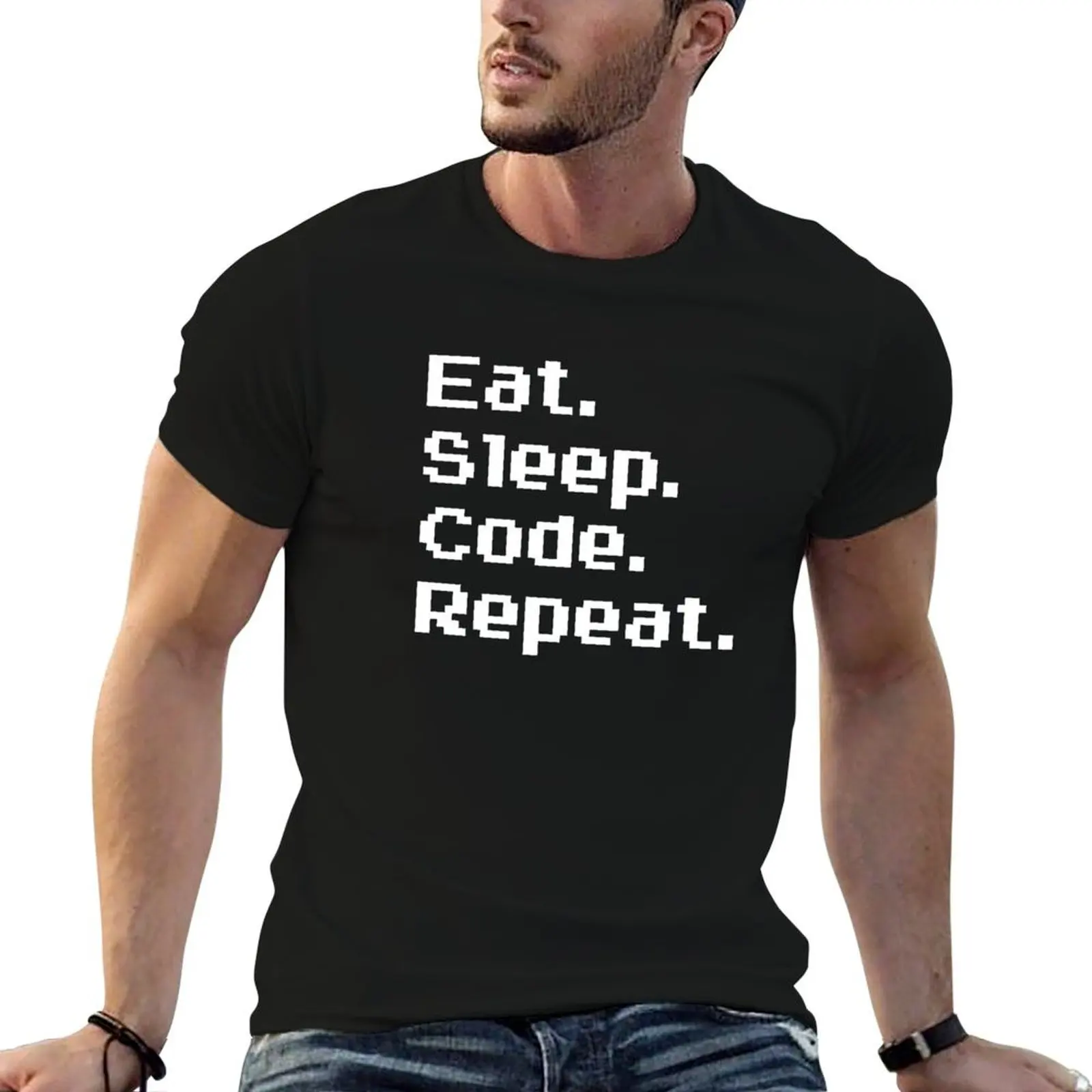 

Eat. Sleep. Code. Repeat. T-Shirt anime clothes heavyweights plain black t shirts men