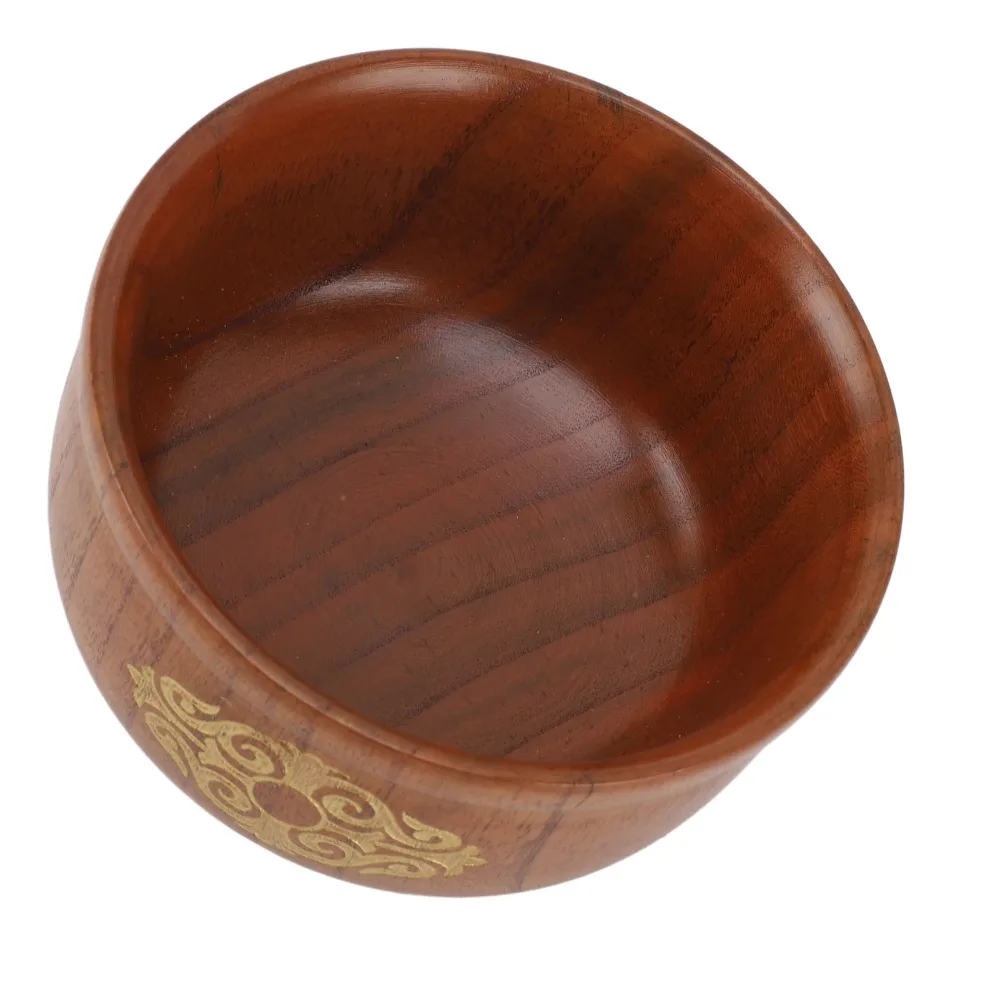 Solid Wood Rice Bowl One‑piece Carved Integrated Polished Inner Wall Food Bowl Moderate Bowl Depth Burr‑free Serving Bowl