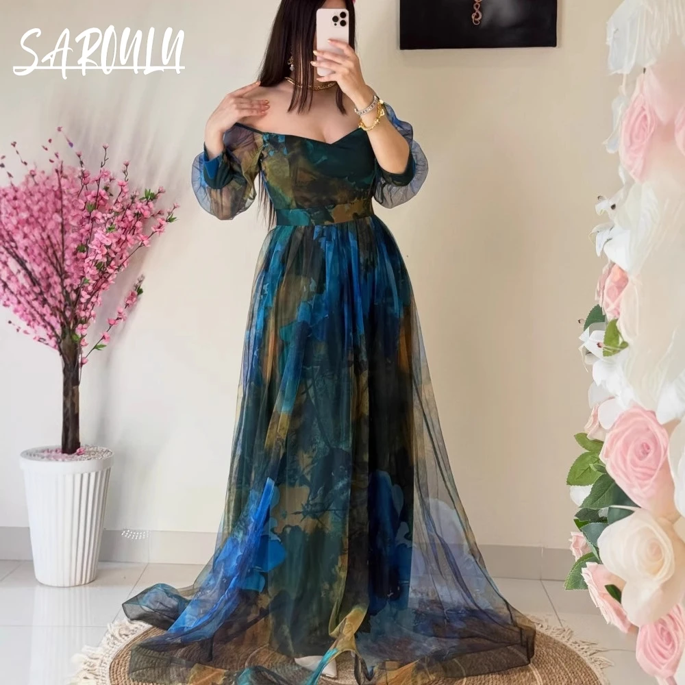 

Exclusive Off Shoulder Caftan Evening Dress Romantic Kaftan Dancing A Line Colorful Cocktail Gown Elegant Newest Prom Dress