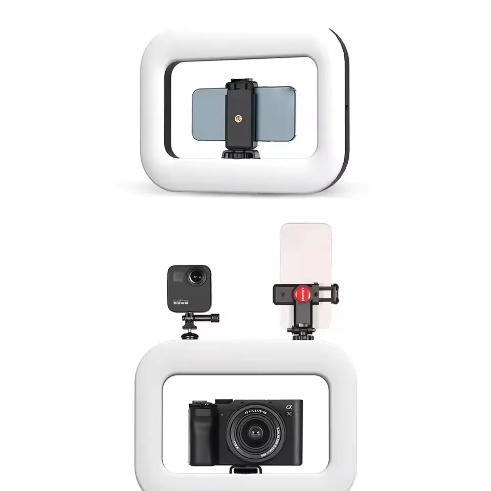 Nueva Luz LED de Anillo Recargable Portátil para Transmisiones en Vivo, Selfies y Fotografía con Teléfonos Móviles, con Soporte Tipo Jaula de Conejo