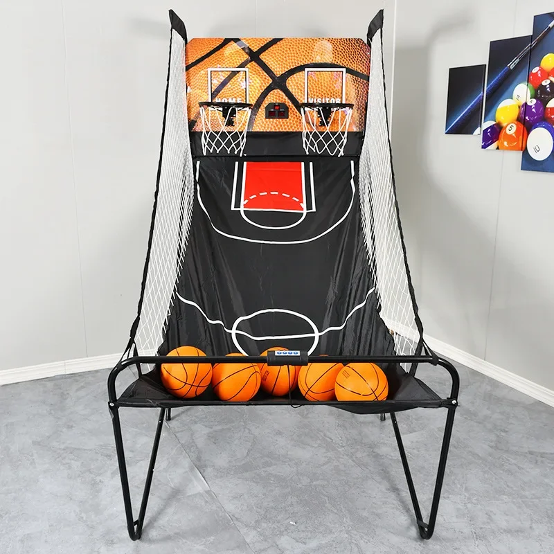 

Indoor game double game casual electronic shooting machine Automatic scoring basketball hoop folding basketball machine