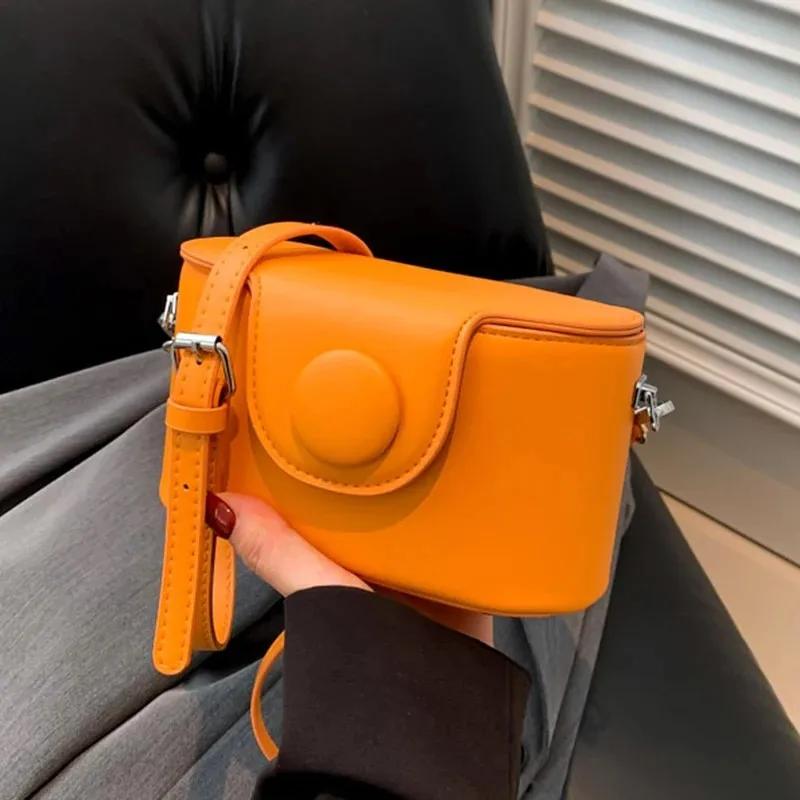 Mini Shoulder Bags Bucket Bags For Women 2024 Blue Orange Pu Leather Crossbody Bag Female Luxury Designer Handbags And Purses