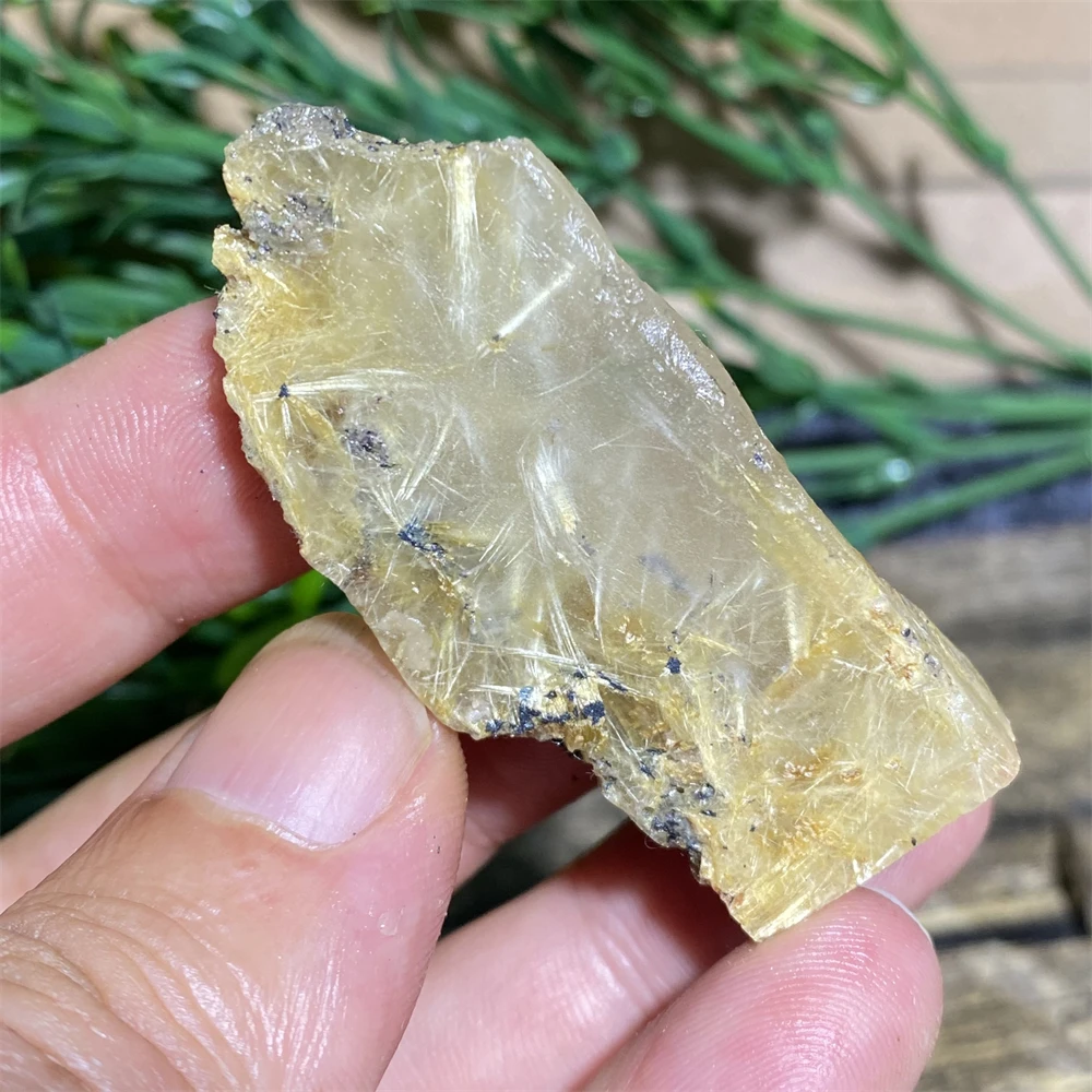 Rough Raw Stone Natural Gold Rutilated Gemstone Quartz Hair Crystal Feng Shui Mineral Energy Healing  Home Decor Palm  Gift