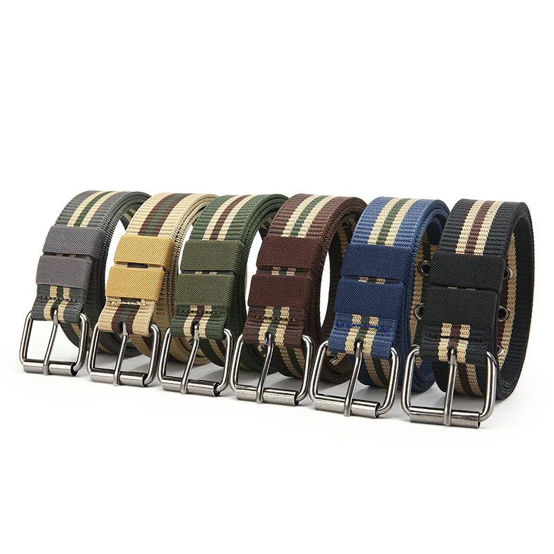 Men's Canvas Nylon Pin Buckle Belt for Students, Military Training, Men's Casual Multi-Hole Eyelet Waist Belt