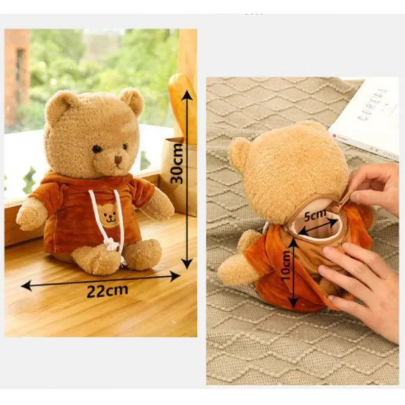 Creative 30cm Plush Bear Hidden Safes Storage Bag for Money Jewelry Boxes for Kids Children Toys Gifts Secret Box Doll Bear