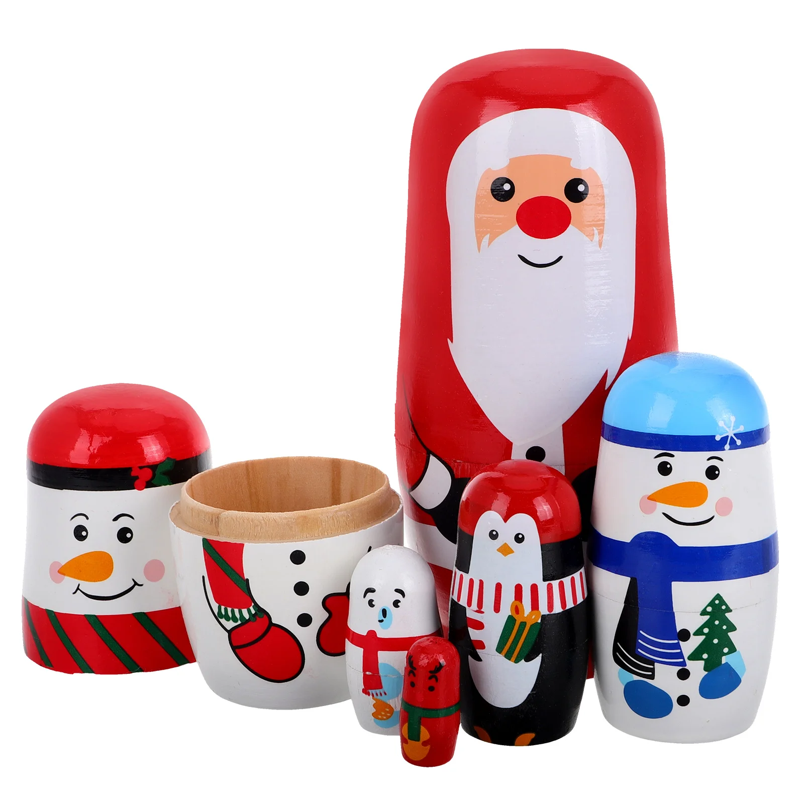 

Christmas Cartoon Nesting Dolls Suits Stack Russian Decor Wood Stacking Decoration