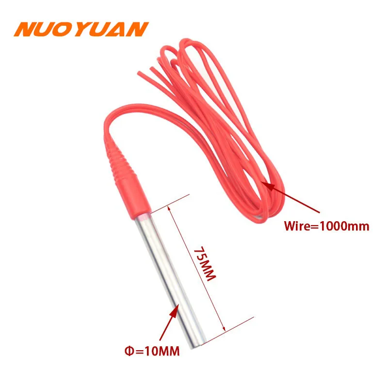 36v/48v/60v/72v Cartridge Heater with 1M Waterproof Cable 10x75mm Water Heating Element Electric Cartridge Heater