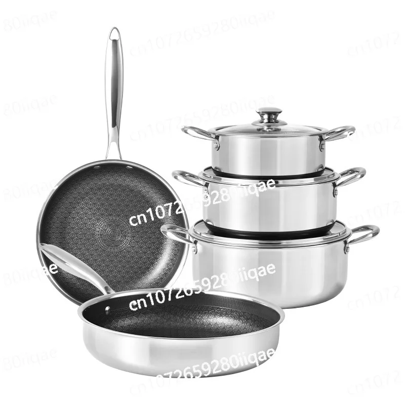 

Gas Stove Universal Pan Frying Pan Set 316 Stainless Steel Honeycomb Non-stick Cookware Set Pan Household Induction Cooker