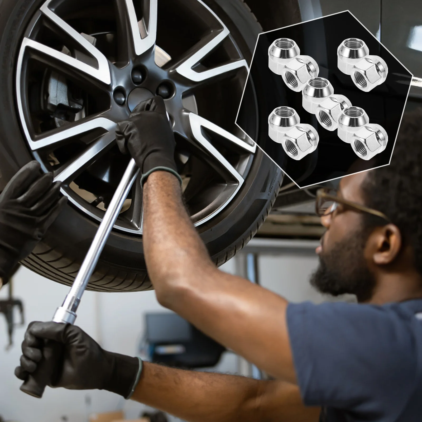 

10Pcs Wheel Lug Nuts Acorn Bulge Open End Thread Vehicle Accessories Set