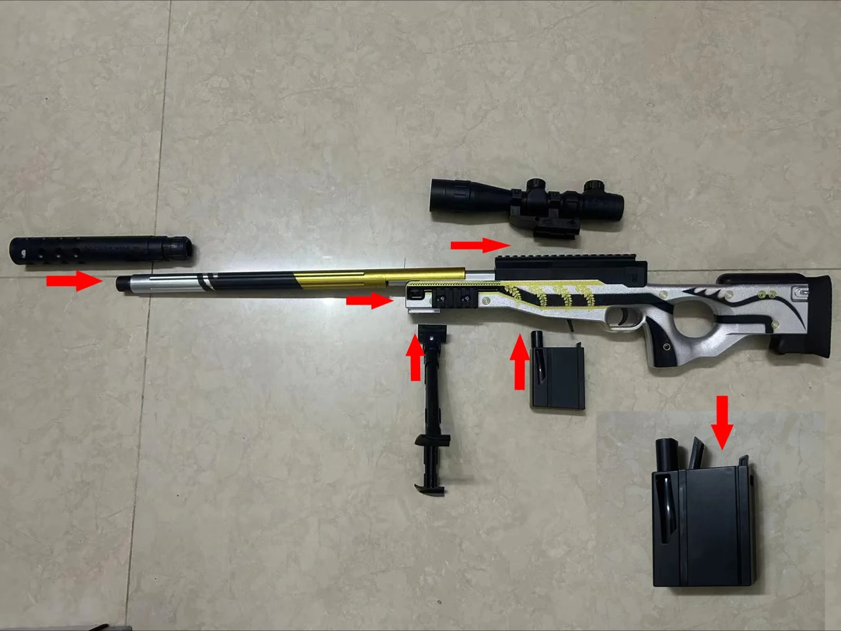 Ręczny pistolet na kulki żelowe Awm Zeala, sztuczny model, możliwość strzelania, zabawka dla chłopców.