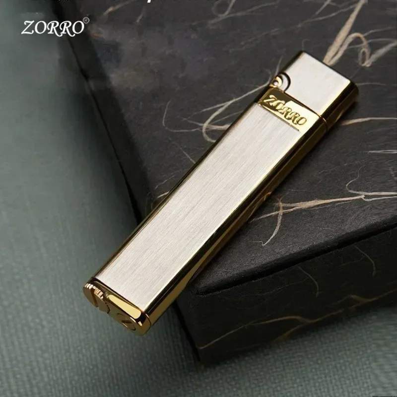 ZORRO Ultra-thin Metal Kerosene Lighter Creative Grinding Wheel Type Lightweight Portable Smoking Accessories Gadgets for Men