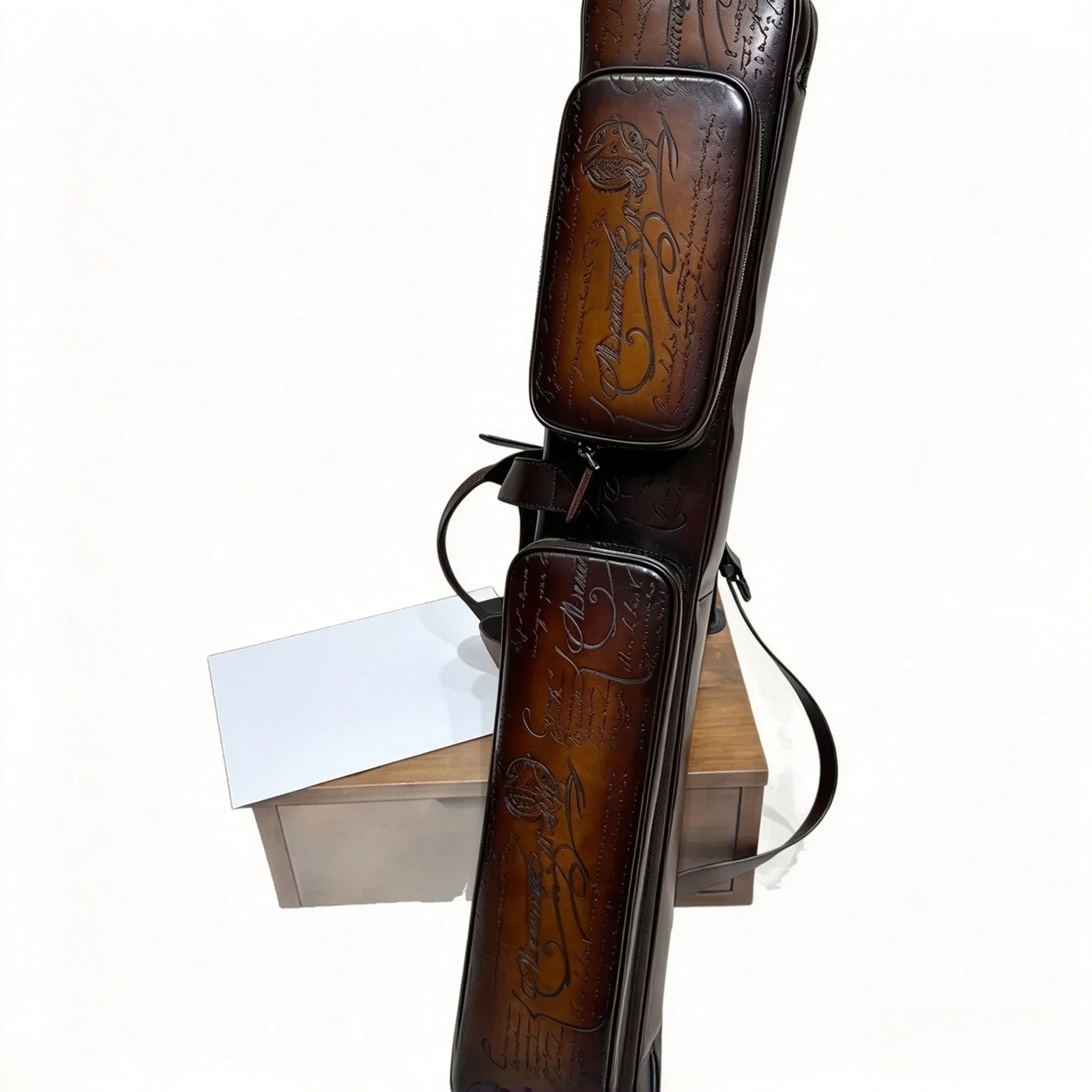 Genuine Leather Billiard Cue Case 7 Hole for 9 Ball Snooker Pool Cue Stick Large Tip Small Portable Storage Soft Bag Tube Pouch