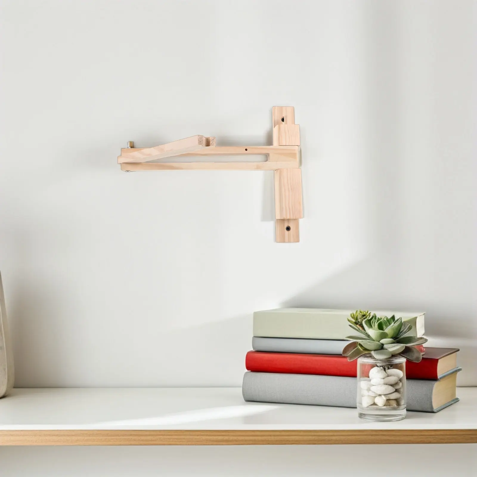 2Pcs Adjustable Folding Wall Mount Wood Brackets Wooden Lamp Holder for Reading Bedroom Study Room Wall Lamp Wood Shelf Brackets