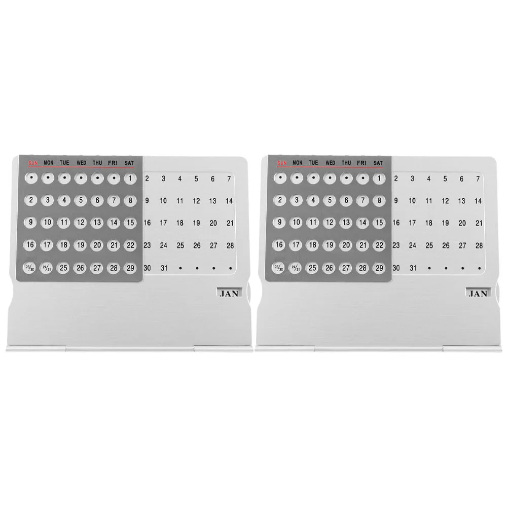 2 قطعة تقويم مكتبي دائم من الألومنيوم ديكور مكتبي معدني إبداعي منظم مكتب تقويم قائم صغير للمهم #1