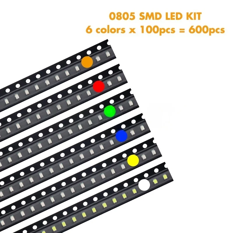 LAUBEI 600pcs=6colors x 100pcs 5050 5730 1210 1206 0805 0603 0402 SMD LED Diode Kit Red / Green / Blue / White / Yellow/ Orange