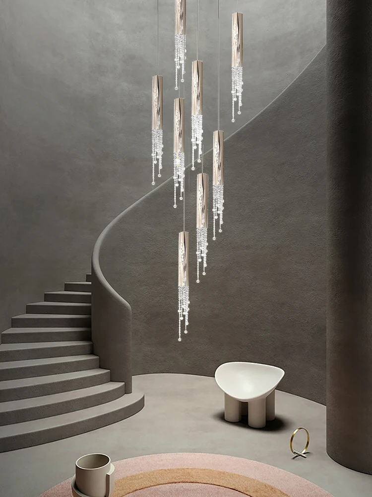 

Modern Italy Designer crystals Pendant LED Home Dining room Lighting Fixture Chandelier Staircase Hanging Lamp for Ceiling Lust