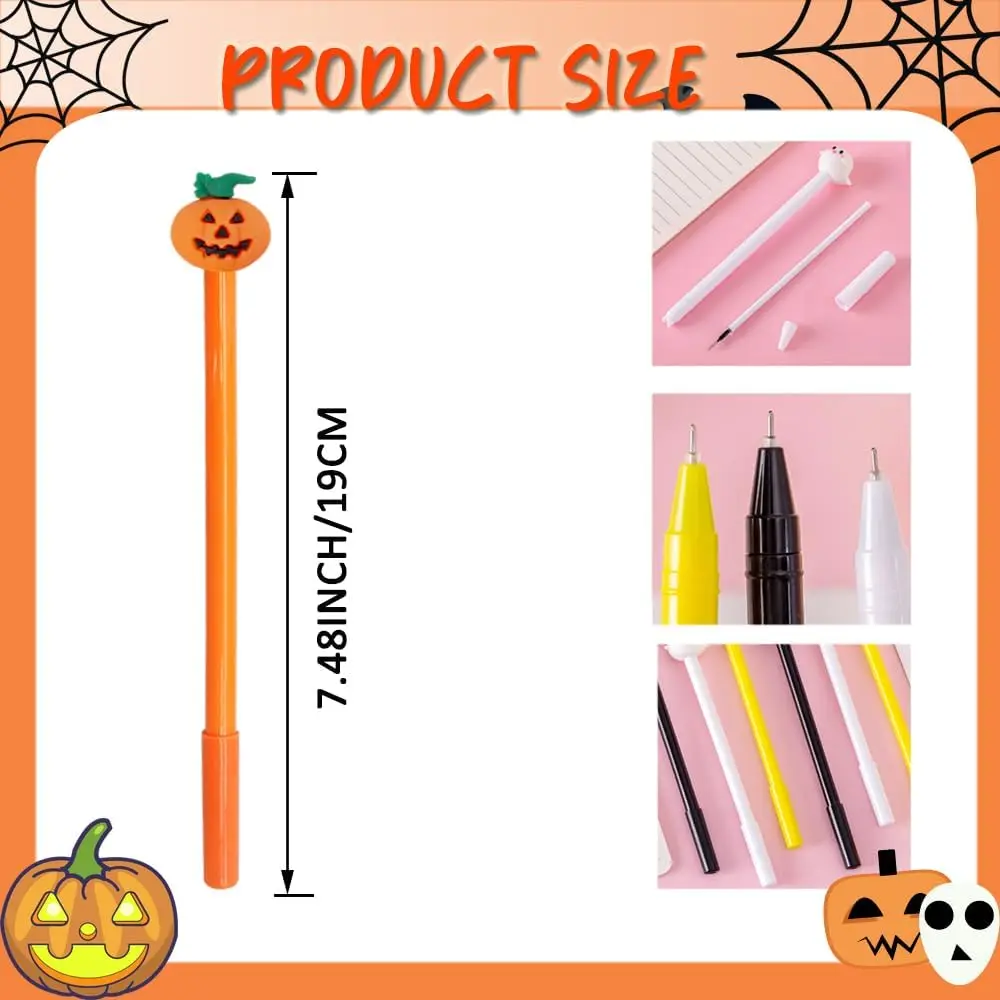 Pumpkin Skull Heads Ghost Bat Shape Gel Ink Pens Set 0.5MM Bulk Halloween Party Supplies School Office Back To School