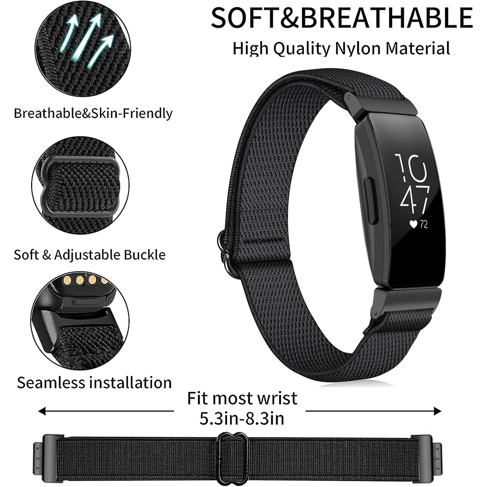 Solo Nylon Band For Fitbit Inspire 3 2 Sports Woven Watch Bracelet Strap Loop For Fitbit Inspire HR Replacement