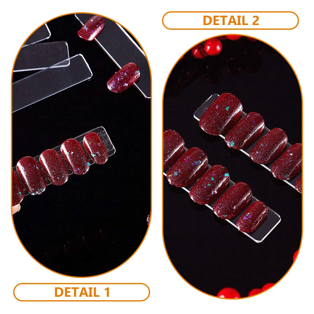 

50pcs Nail Art Display Strip Stand for Fake Nails Practice Lightweight Durable Plastic Transparent Strips Storage Solution Nail